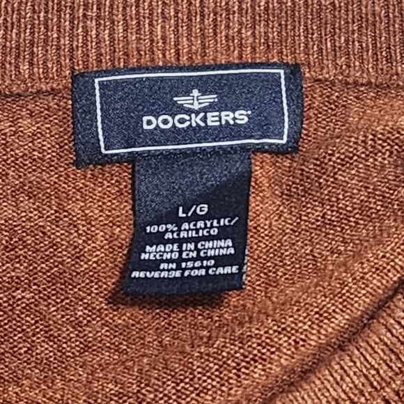 Dockers Classic Crewneck Knit Sweater Men's Size L Burnt Orange Pullover Preppy - Picture 7 of 10